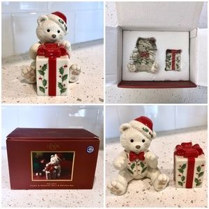 NEW LENOX Teddy & Present Salt & Pepper Shaker/Set